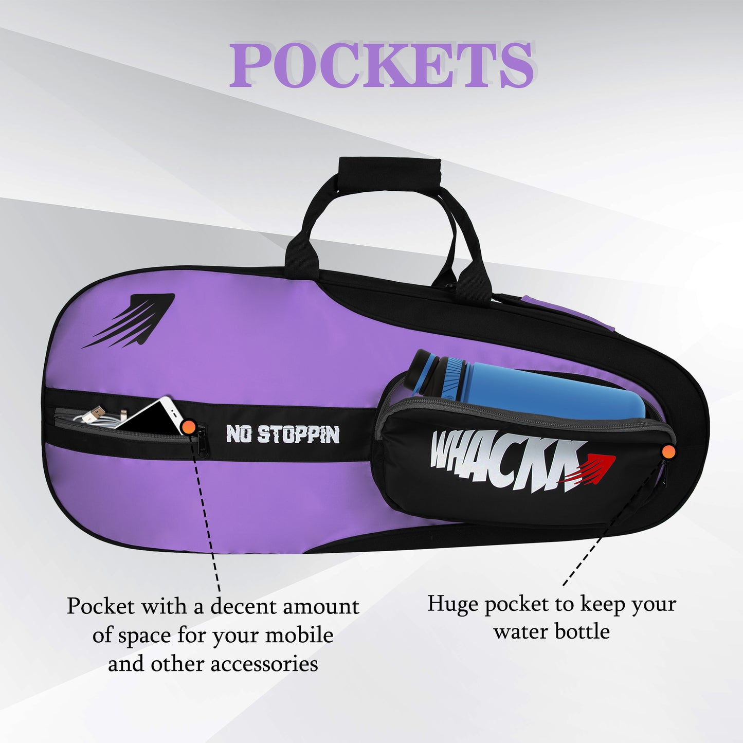 Drive Badminton Tennis Kit Bag 27L Lavender Black