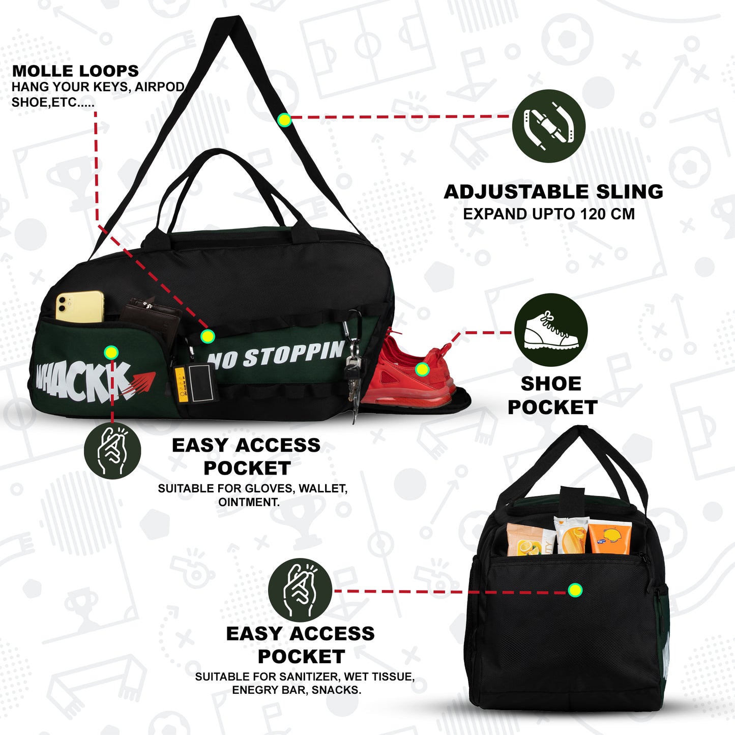 Arnold Gym Bag 40L Green Black