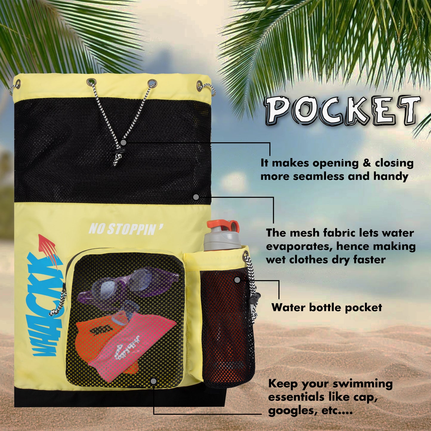Aqua Swimming Sport Kit Bag 18L Light Yellow Black