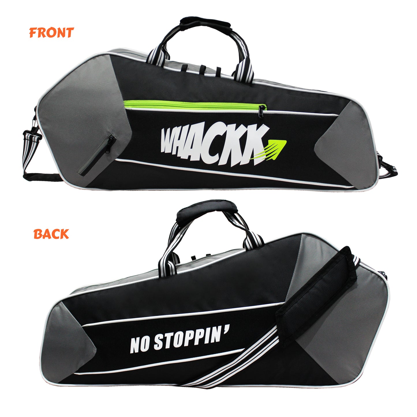 Break Point Black Grey Unisex Lightweight Stylish Tennis Badminton Squash Shuttle Equipment Kit Bag Cover | Water Bottle & Mobile Pocket |Rackets Tennis-4 Squash-4 Badminton-8