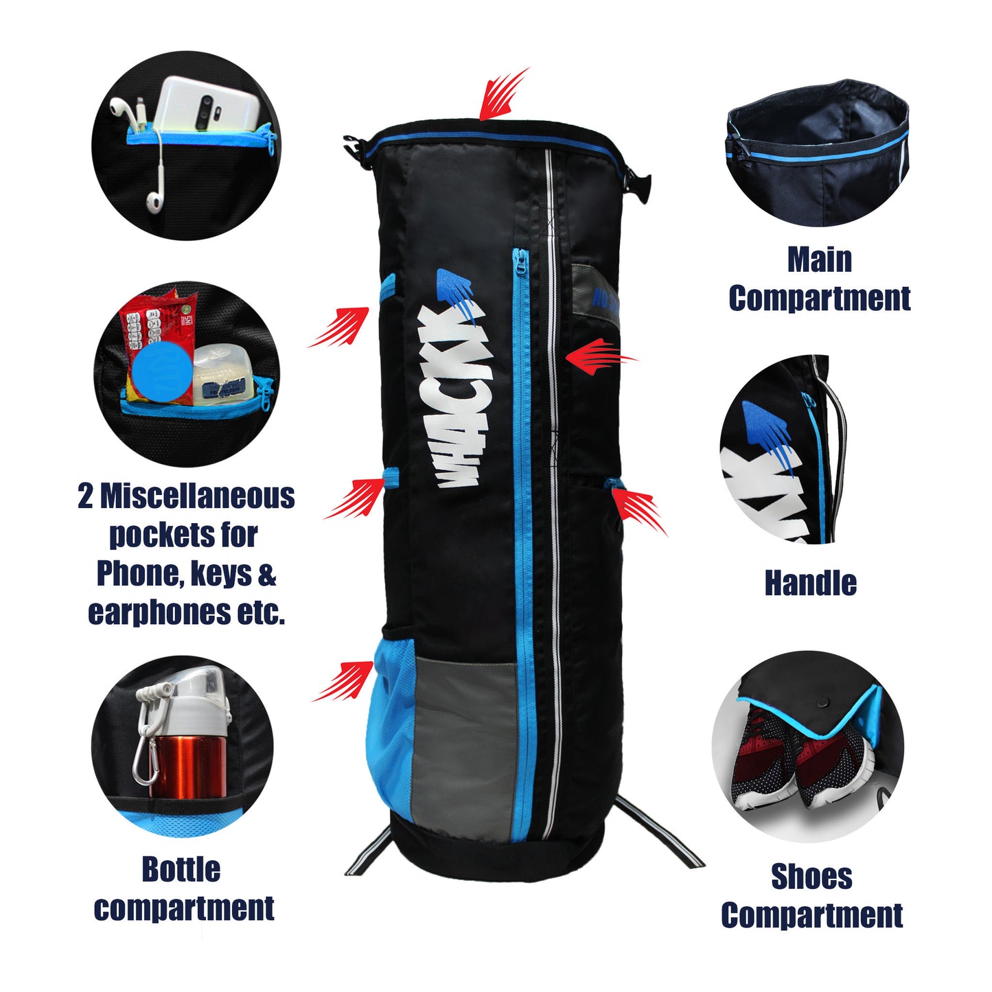 Brute Gym Yoga Exercise Fitness Bag 27L Black Grey