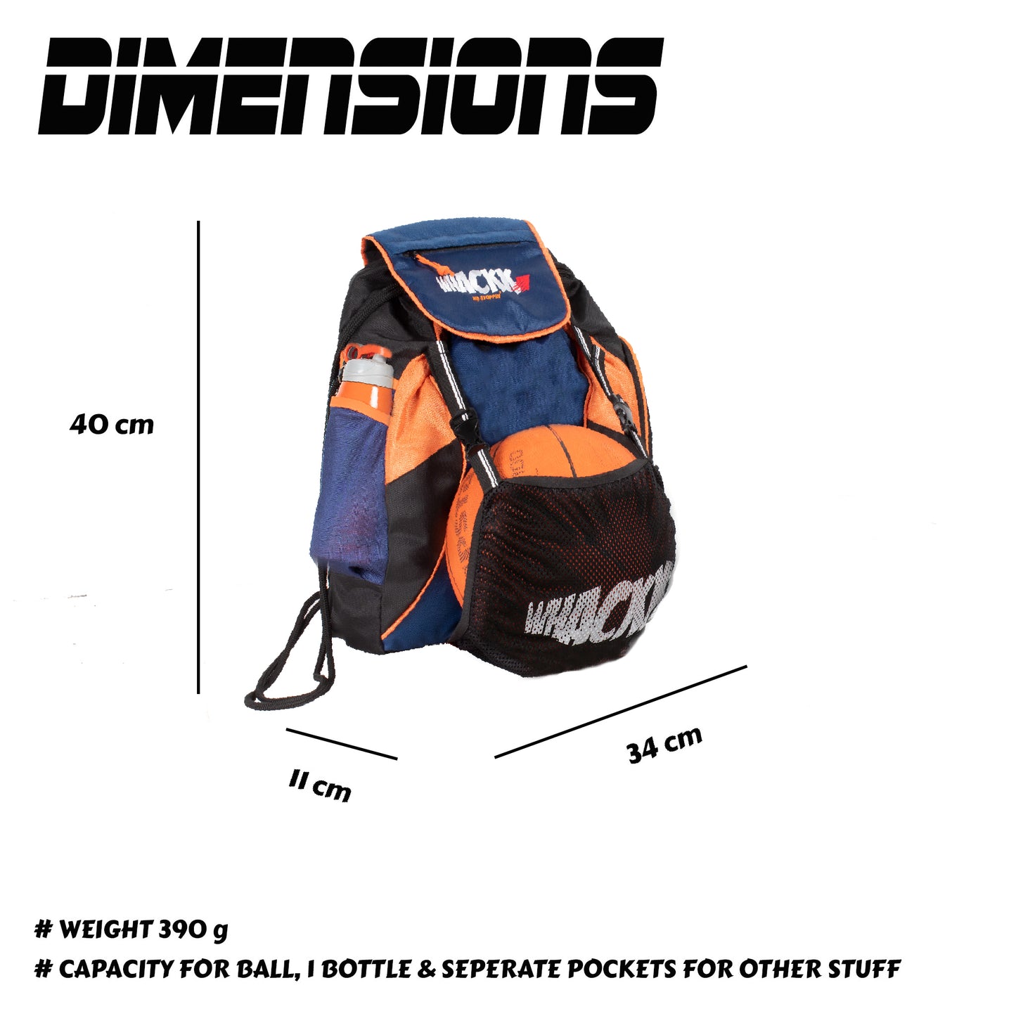 Storm Soccer Volleyball Basketball kit bag 19L Navy Orange