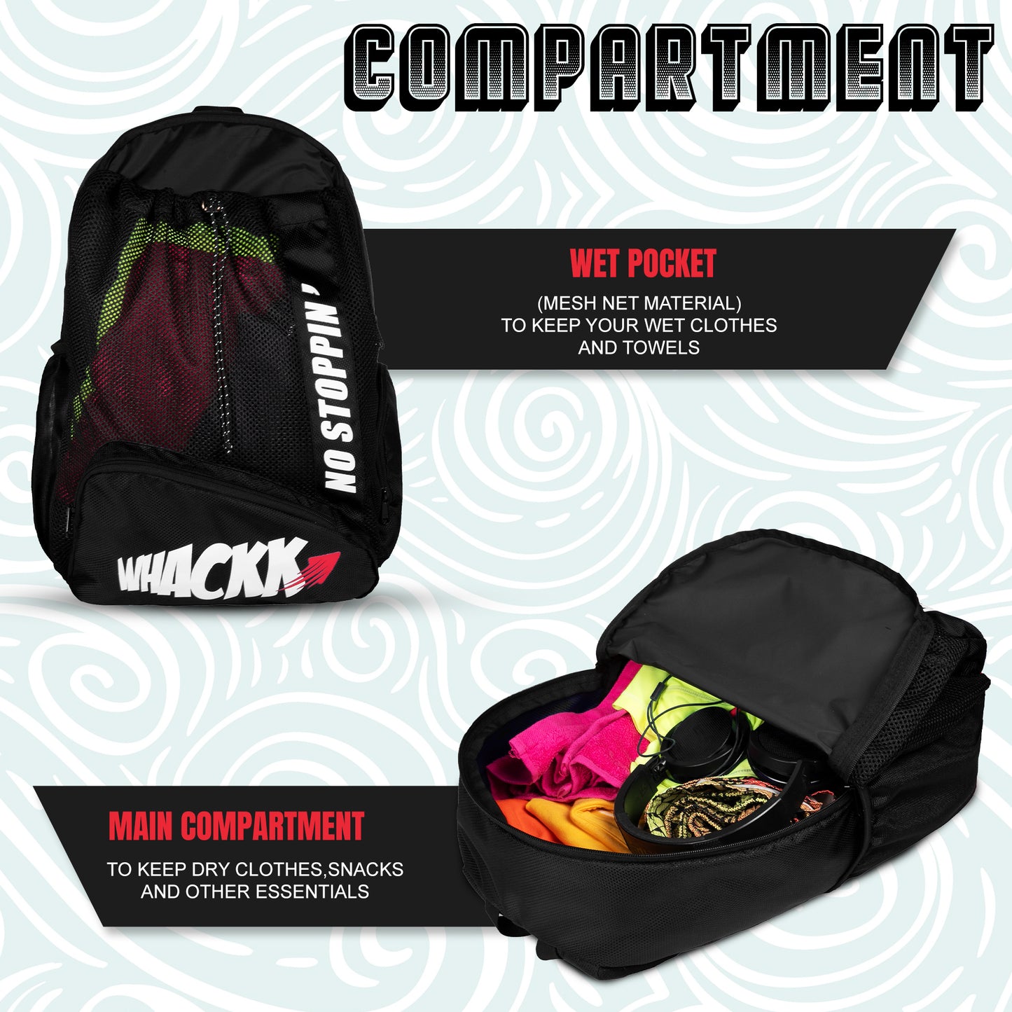 Dolphin Swimming Gym Kit Bag 26L Black
