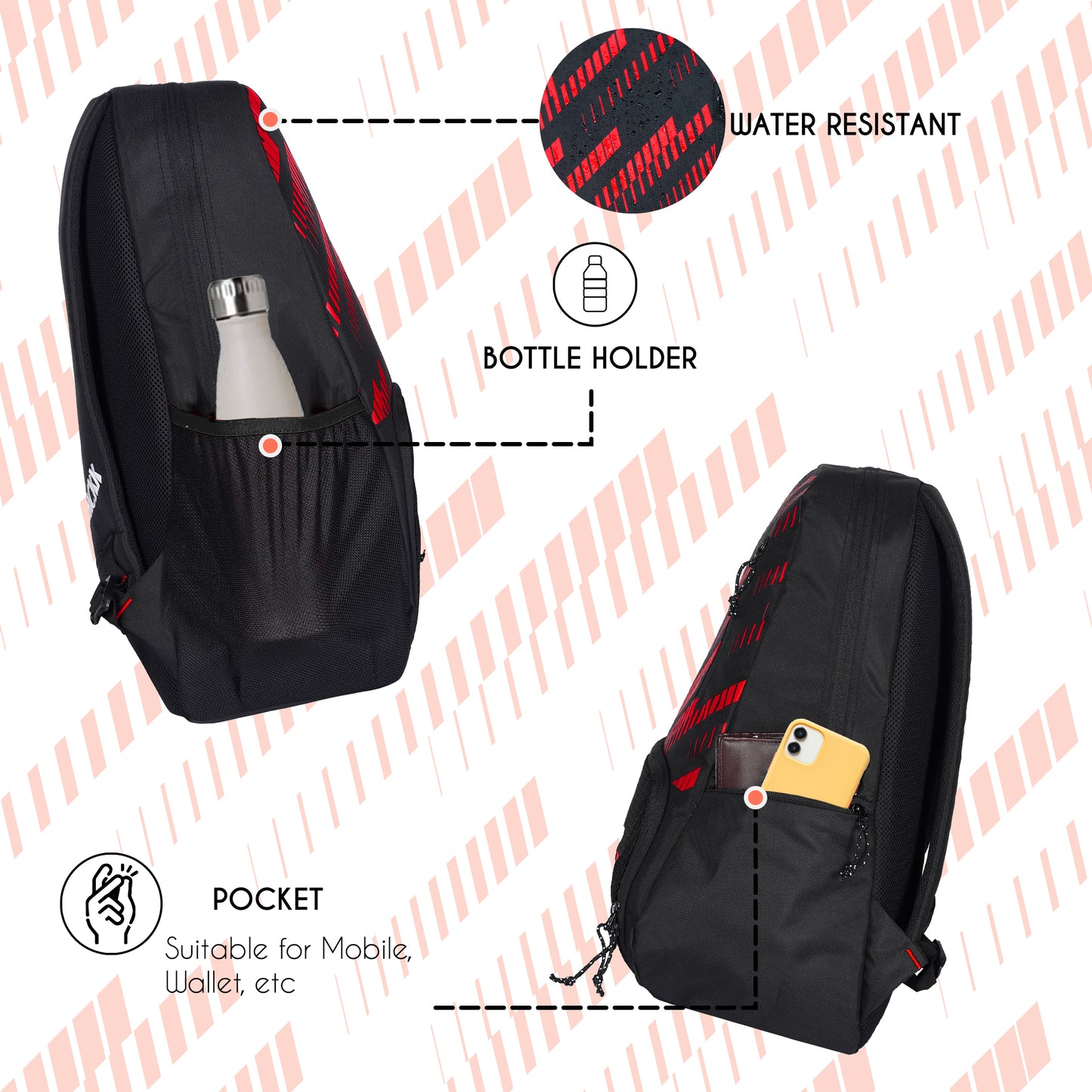 Thunderbolt Soccer Basketball Volleyball Kit Bag 28L Red