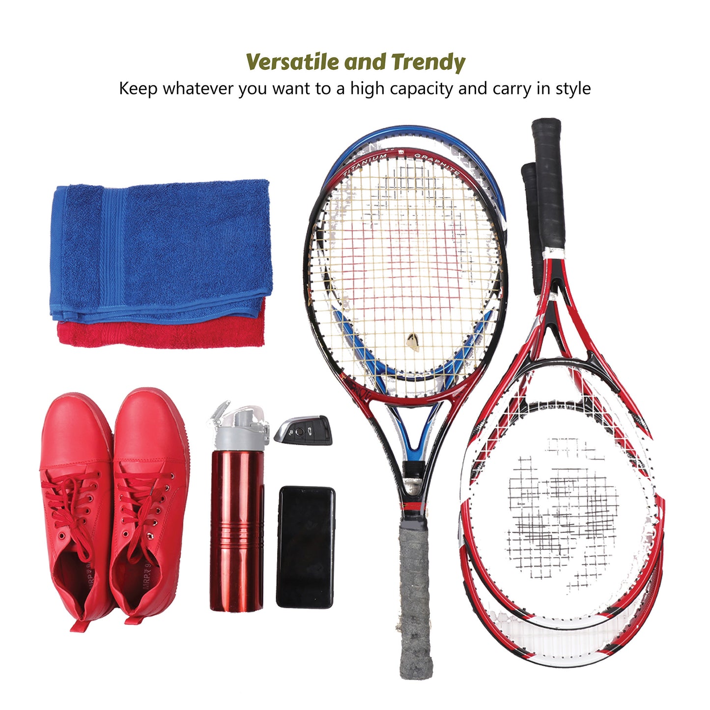 Break Point Navy blue F. Green Unisex Lightwieght Stylish Tennis Badminton Squash Shuttle Equipment Kit Bag Cover | Water Bottle & Mobile Pocket |Rackets Tennis-4 Squash-4 Badminton-8