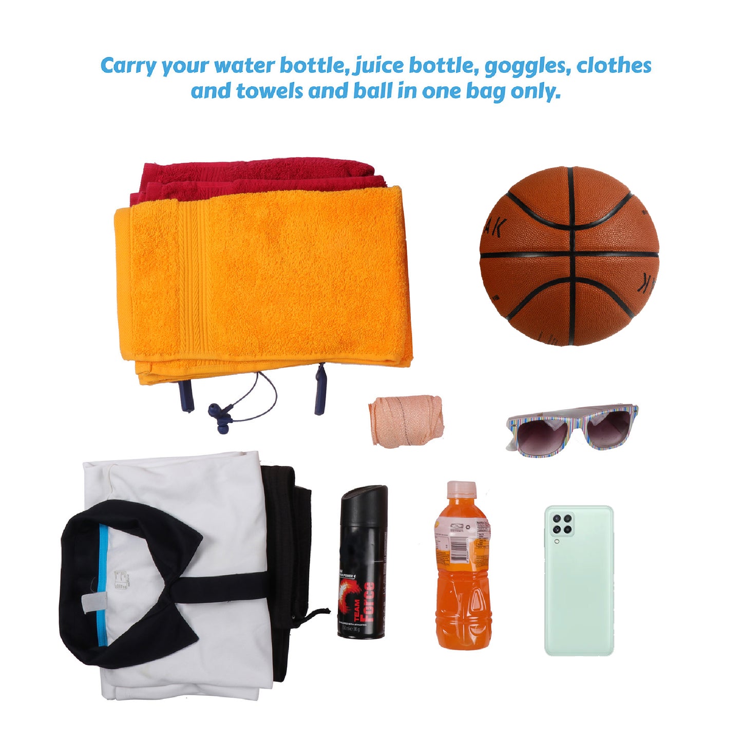 Storm Soccer Navy Orange Football Equipment Bag | Sports Men Boys Drawstring Backpack | Mobile Bottle Holder Pocket | Gym Bag