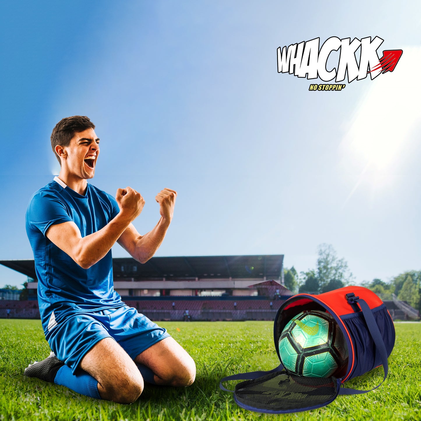 Kick Soccer Red Navy Football Equipment Bags|Basketball Volleyball Bags |Adjustable Strap Backpack |Easy Access Pocket Mesh Bottle Holders | Ball Bag |Kitbag |Bag