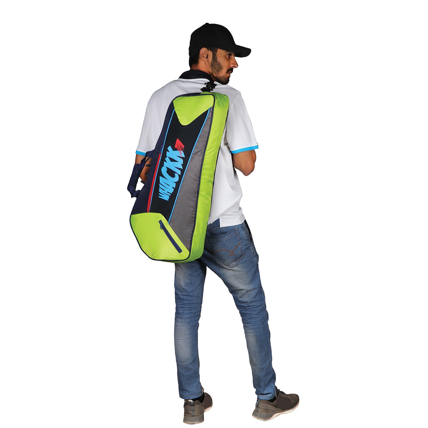 Break Point Navy blue F. Green Unisex Lightwieght Stylish Tennis Badminton Squash Shuttle Equipment Kit Bag Cover | Water Bottle & Mobile Pocket |Rackets Tennis-4 Squash-4 Badminton-8