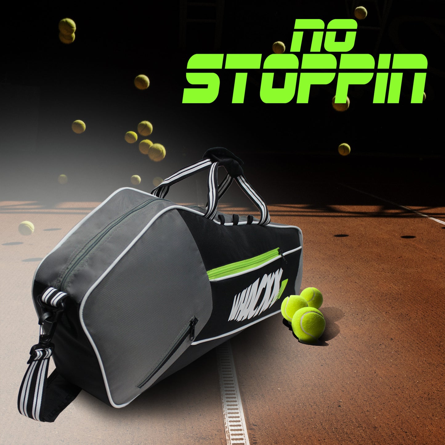 Break Point Black Grey Unisex Lightweight Stylish Tennis Badminton Squash Shuttle Equipment Kit Bag Cover | Water Bottle & Mobile Pocket |Rackets Tennis-4 Squash-4 Badminton-8