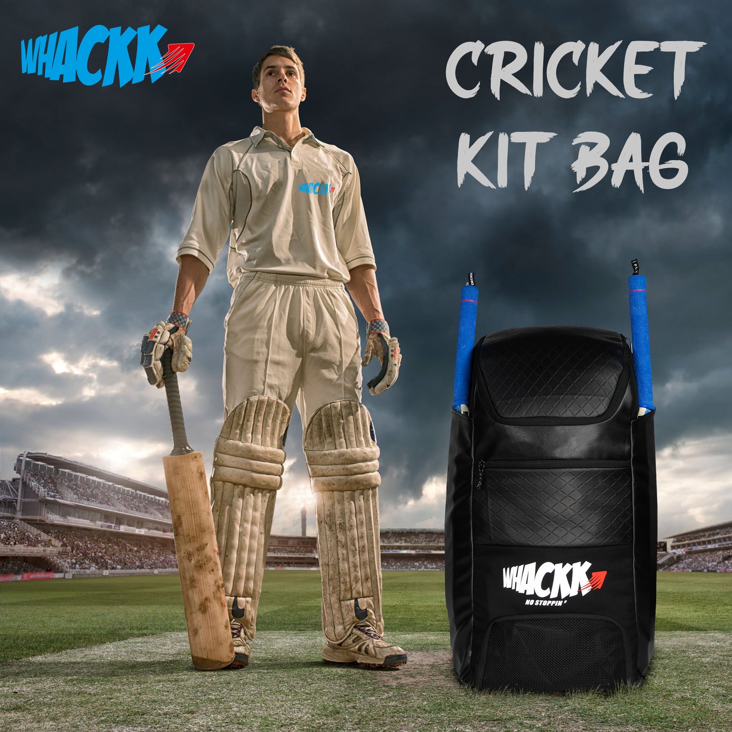 Lara Blk 72L | Premium Artificial Vegan Faux Leather Cricket Backpack|KitBag|Adult Size|2 Bat Pocket|Shoe/Helmet Pocket|Fit 18" Leg Pad 2 Bottle Holder|Easy Access|Player Senior,Black