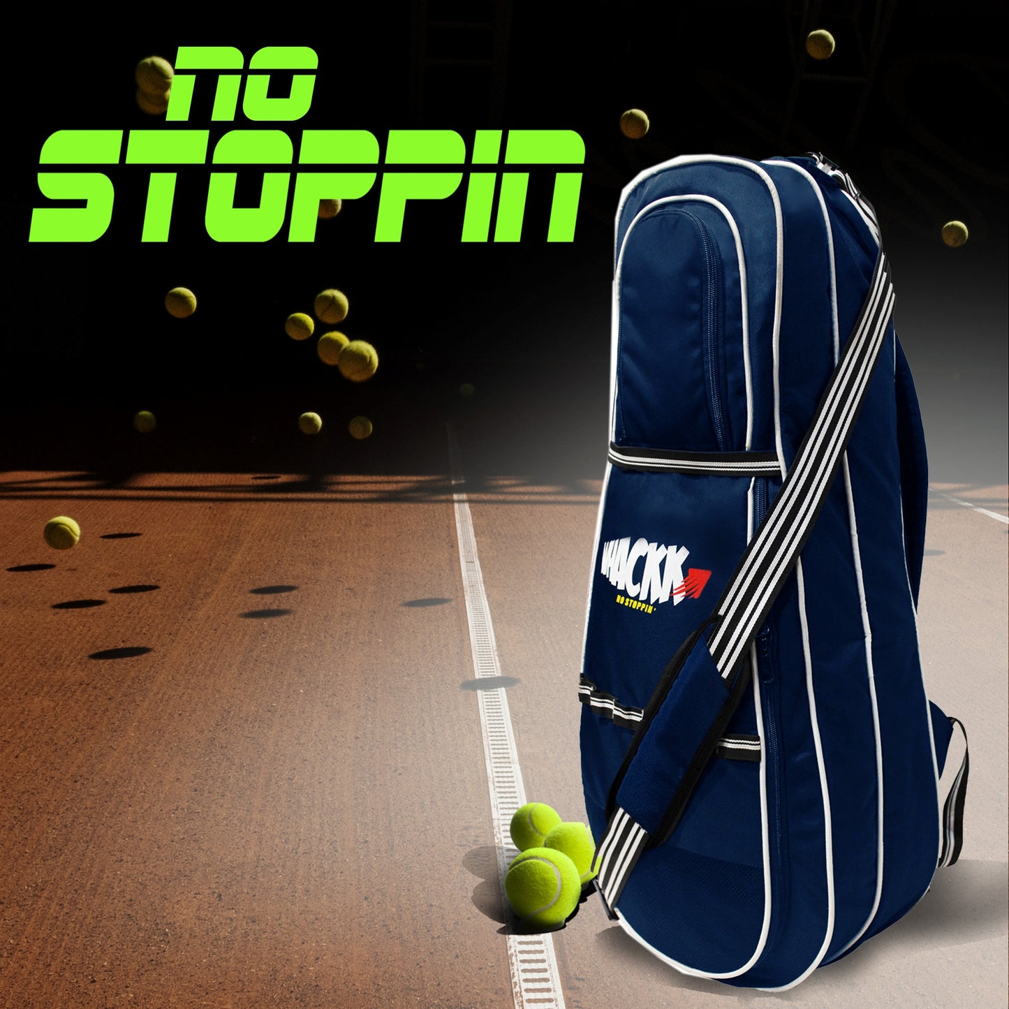 Smash 37L Navy| Unisex Lightweight Tennis Badminton Squash Equipment Cover Kit Bag Shoe Pocket | Air Ventilated Pocket for Wet Clothes | 4T 6B Racket | Backpack & Duffel