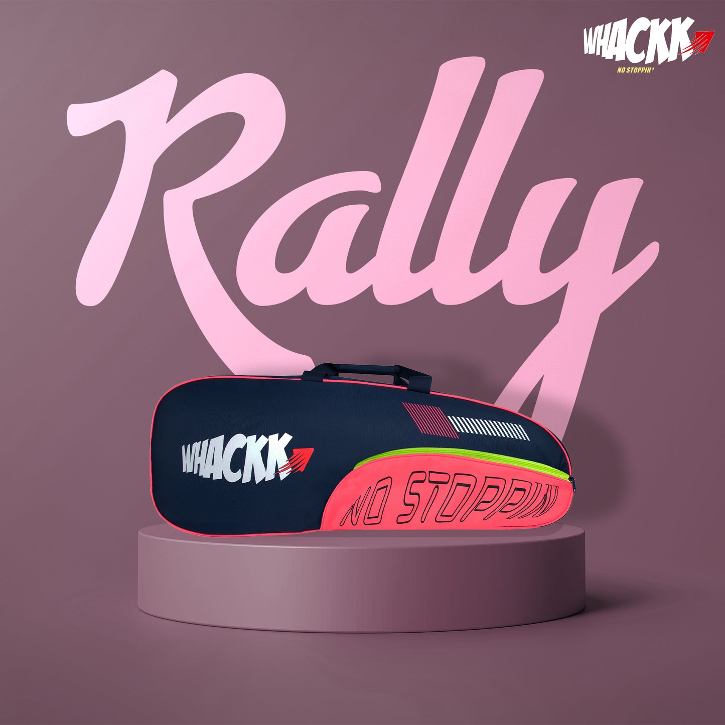 Rally Pink Navy |Unisex Lightwieght Stylish Tennis Badminton Squash Shuttle Equipment Kit Cover Bag |2 Spacious Compartments|Backpack & Duffel Racket Tennis-4 Badminton-6