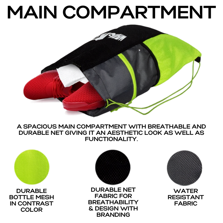 WHACKK Joss Sports Bag Green | Multipurpose Duffle Bag with Shoe Compartment & Shoulder Strap | Lightweight Gym, Sports & Travel Bag for Men & Women