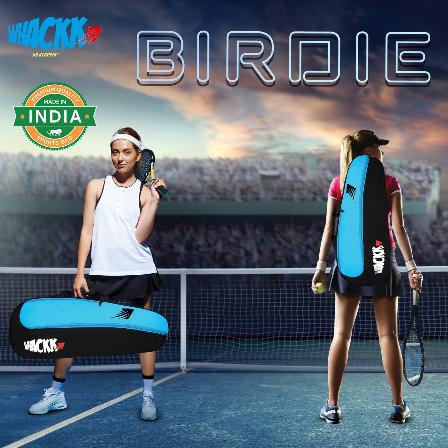 Birdie Badminton Tennis Kit Bag 45L Black Blue
