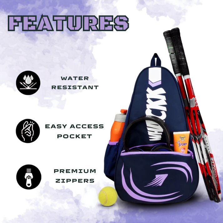 WHACKK Ace 28L Pickleball Bag Lavender Blue | Badminton, Tennis & Pickleball Racket Bag with Shoe Pocket | Unisex Lightweight Backpack, Holds 6 Rackets