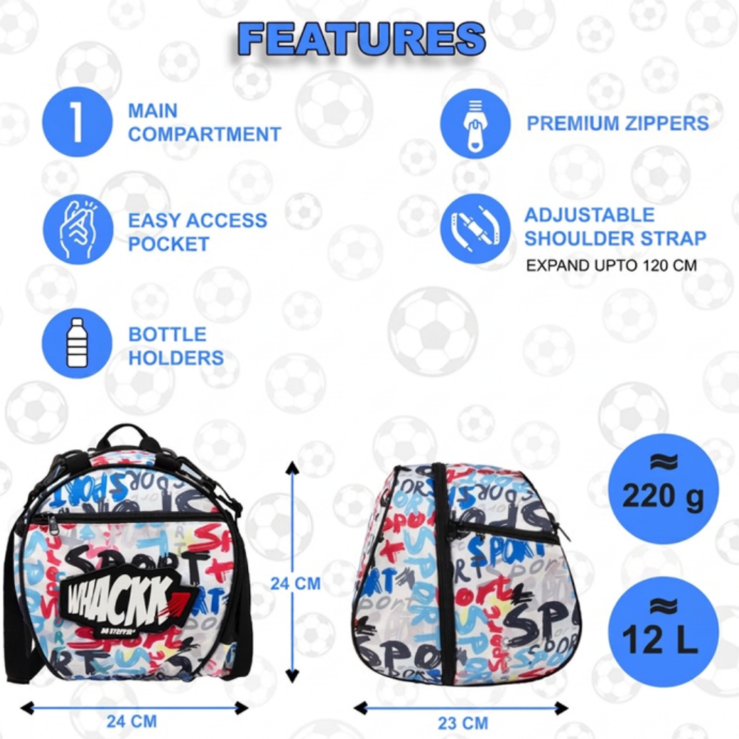 WHACKK Attack Sports Football Bag | Football Kit Bag with Ball, Shoe & Boot Compartment | Unisex Sports Backpack for Training & Match Day