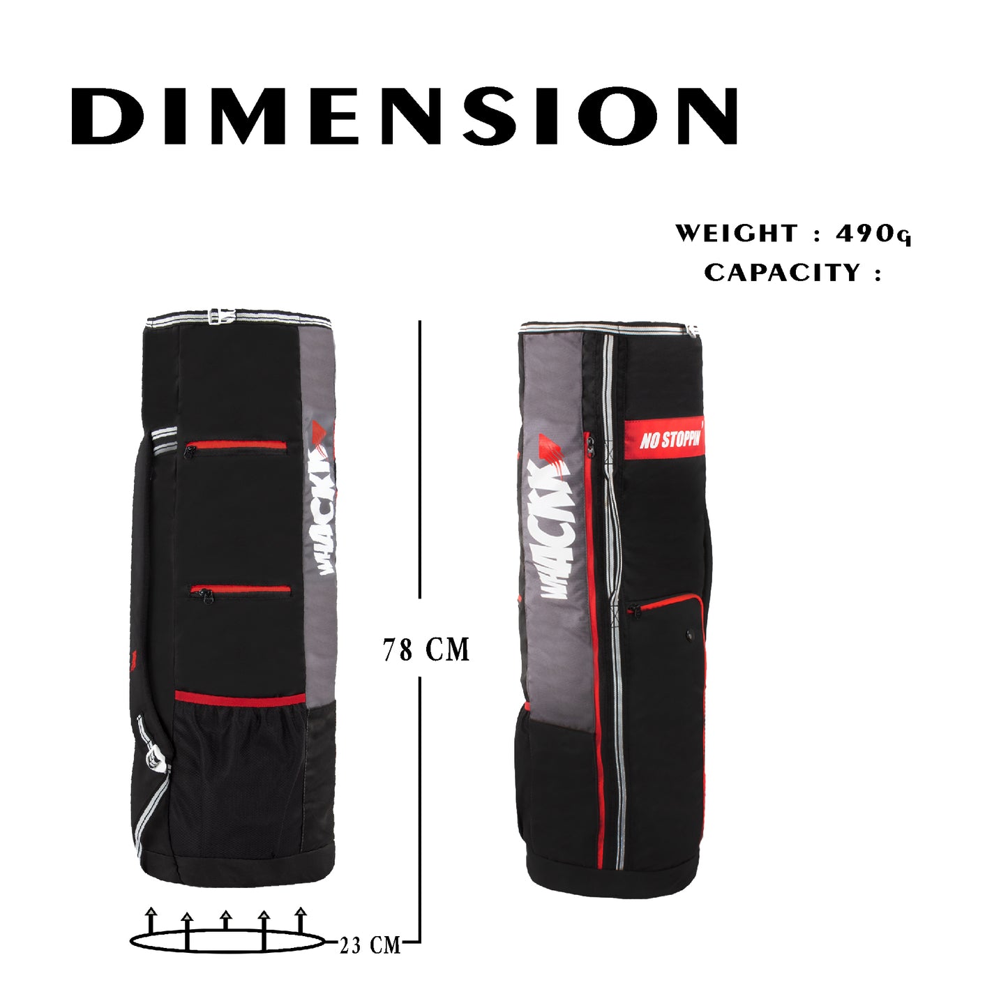 Brute Black Grey Red Unisex Yoga Aerobics Gym Mat Bags Air Ventilated Pocket for Shoes, Front & Top Open, Carry Way with 3-Way Options i.e. Backpack, Holdall or with a Loop