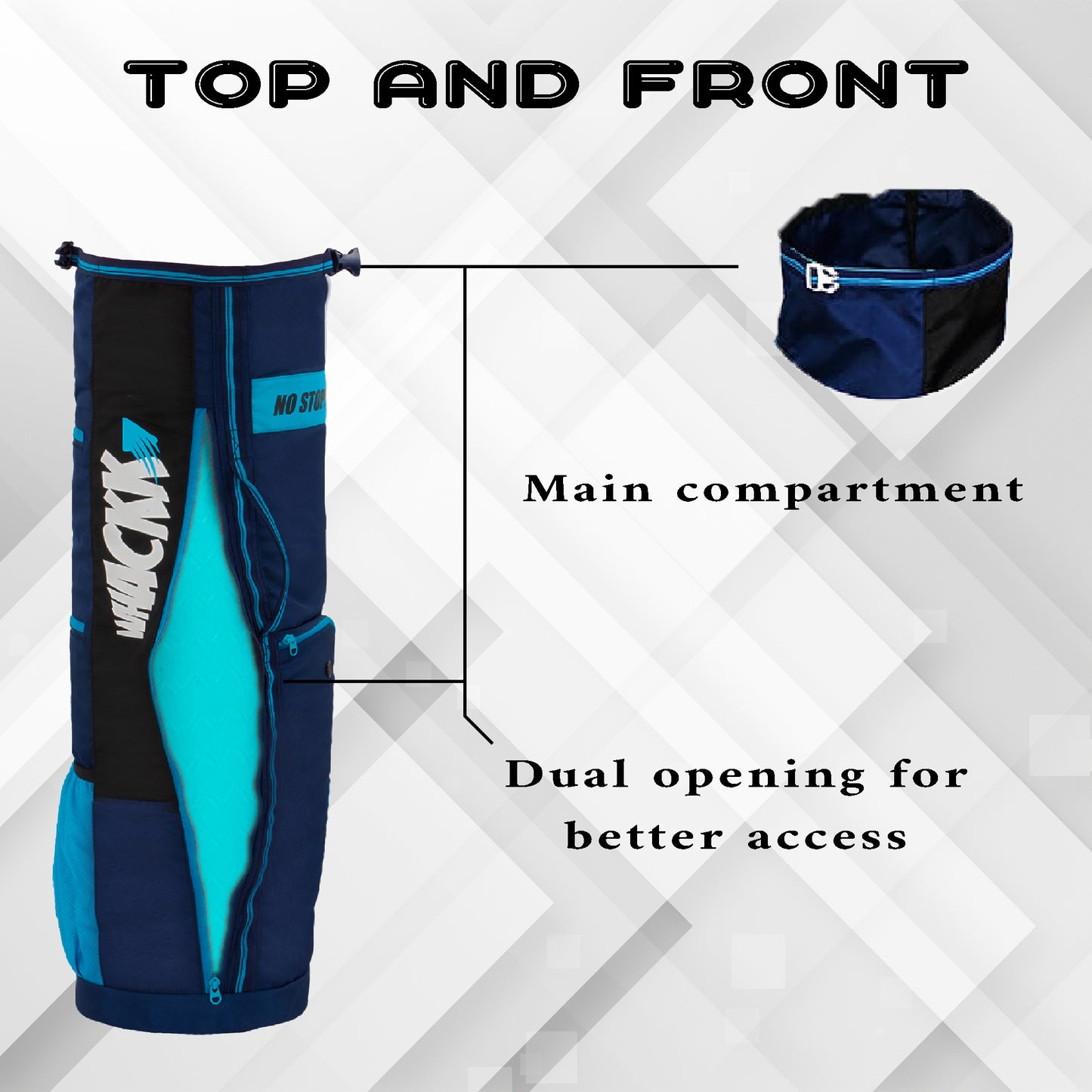 Brute Navy Blue Black Unisex Yoga Aerobics Gym Mat Bags Air Ventilated Pocket for Shoes, Front & Top Open, Carry Way with 3-Way Options i.e. Backpack, Holdall or with a Loop