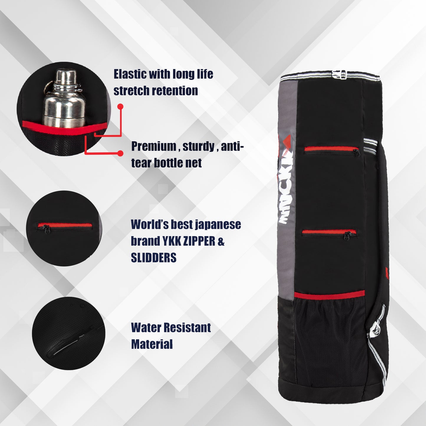 Brute Black Grey Red Unisex Yoga Aerobics Gym Mat Bags Air Ventilated Pocket for Shoes, Front & Top Open, Carry Way with 3-Way Options i.e. Backpack, Holdall or with a Loop