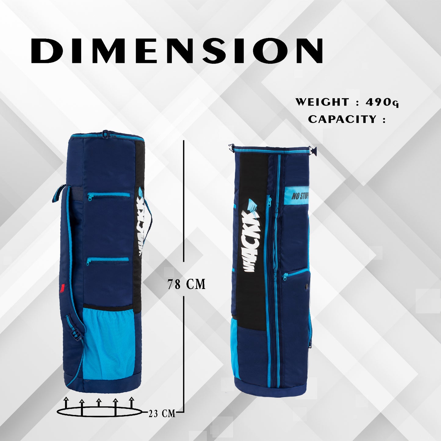 Brute Navy Blue Black Unisex Yoga Aerobics Gym Mat Bags Air Ventilated Pocket for Shoes, Front & Top Open, Carry Way with 3-Way Options i.e. Backpack, Holdall or with a Loop