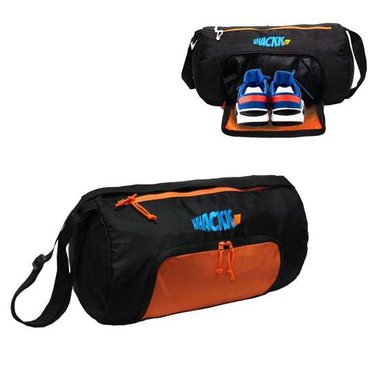 WHACKK Track Gym Bag Orange | Sports Duffle Bag with Shoe Compartment & Adjustable Shoulder Strap | Lightweight Travel Duffel for Men & Women