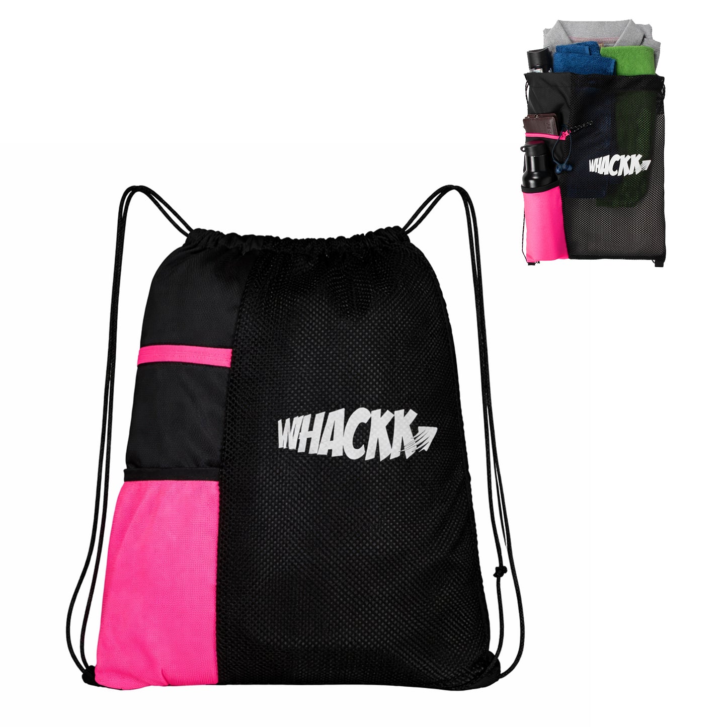 Joss 9L Pink Grey |Sports Bag|Swimming Equipment Bags|Netball Bags|Dry Bags|Drawstring Bag for Shoes & Clothes|Sports Gear|Accessory Pocket |Gym Bag |Tuition Bag|1 Bottle Holder