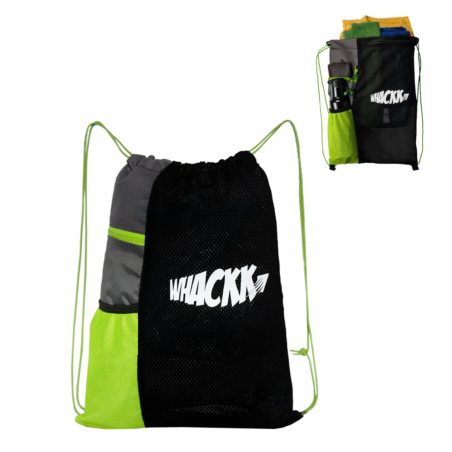 Joss Green 9L|Sports Bag|Swimming Equipment Bags|Netball Bags|Dry Bags|Drawstring Bag for Shoes & Clothes|Sports Gear|Accessory Pocket |Gym Bag |Tuition Bag|1 Bottle Holder