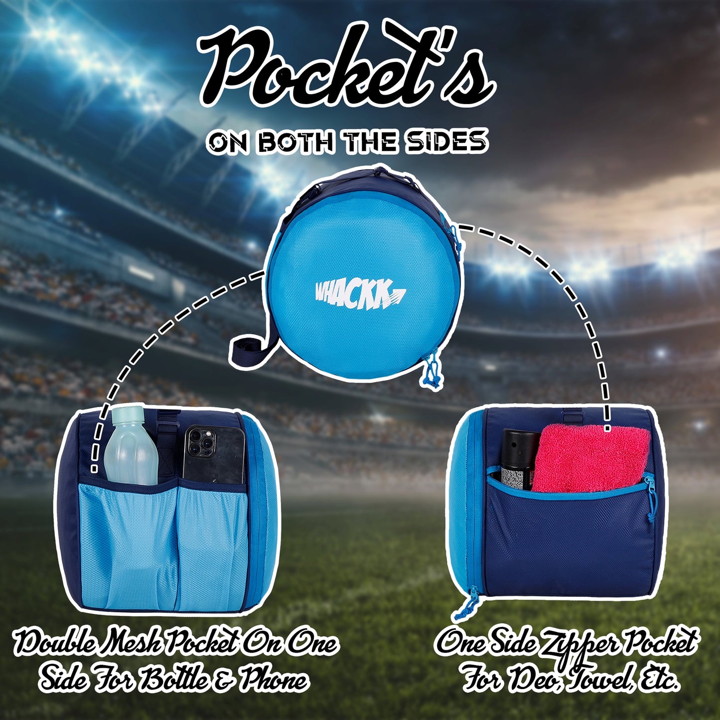 Kick Soccer Navy Blue Football Equipment Bags|Basketball Volleyball Bags |Adjustable Strap Backpack |Easy Access Pocket Mesh Bottle Holders | Ball Bag |Kitbag |Bag