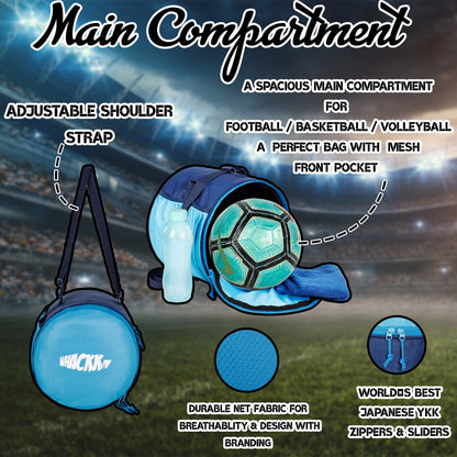 Kick Soccer Navy Blue Football Equipment Bags|Basketball Volleyball Bags |Adjustable Strap Backpack |Easy Access Pocket Mesh Bottle Holders | Ball Bag |Kitbag |Bag