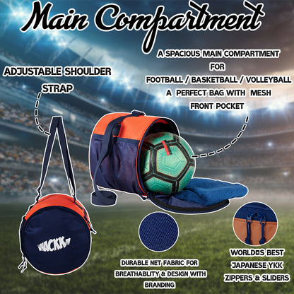 Kick Soccer Basketball Volleyball Kit Bag 15L Navy Orange