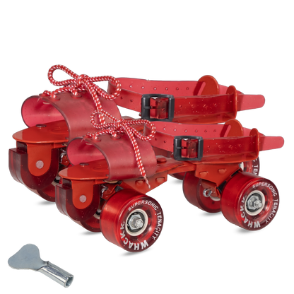 WHACKK Supersonic Senior red Adjustable Qaud Roller Skates |Smooth Precision Bearings |High Grip 55 mm PU Wheels |Secure Buckles & PVC Flap |Ages 6+