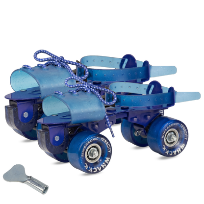 WHACKK Supersonic Senior Blue Adjustable Quad Roller Skates |Smooth Precision Ball Bearings |High Grip 55 mm PU Wheels |Secure Buckles & PVC Flap |Ages 6+