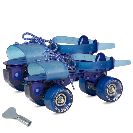 WHACKK Supersonic Senior Blue Adjustable Quad Roller Skates |Smooth Precision Ball Bearings |High Grip 55 mm PU Wheels |Secure Buckles & PVC Flap |Ages 6+