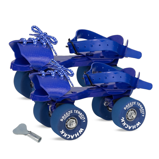 WHACKK Breeze Junior Roller Skates for Kids 3-6 Years |Adjustable Quad Skates | Strong Metal Frame |55 mm Rubber Wheels |Smooth Ball Bearings |Secure Buckles & Lace System
