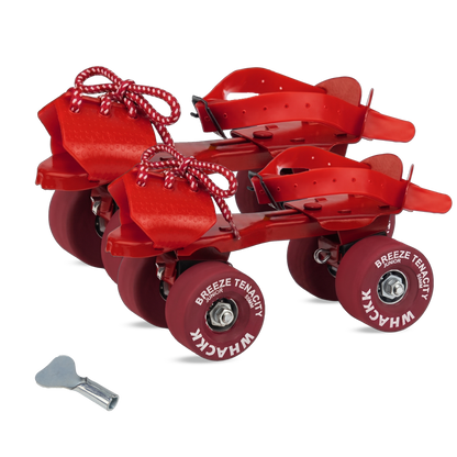 WHACKK Breeze Junior Red Roller Skates for Kids 3-6 Years |Adjustable Quad Skates | Strong Metal Frame |55 mm Rubber Wheels |Smooth Ball Bearings |Secure Buckles & Lace System