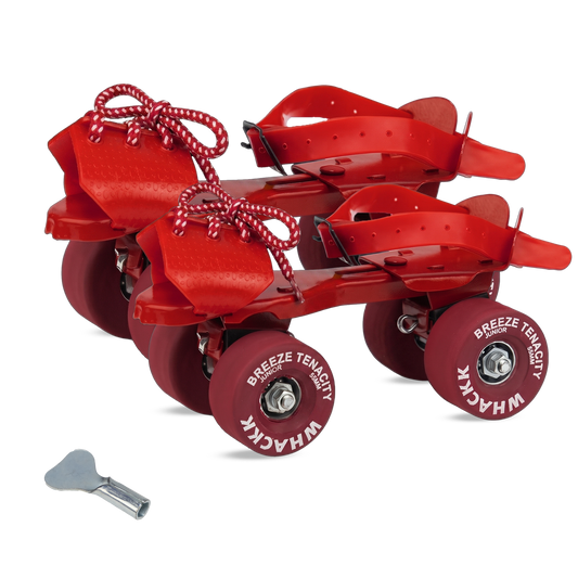 WHACKK Breeze Junior Red Roller Skates for Kids 3-6 Years |Adjustable Quad Skates | Strong Metal Frame |55 mm Rubber Wheels |Smooth Ball Bearings |Secure Buckles & Lace System
