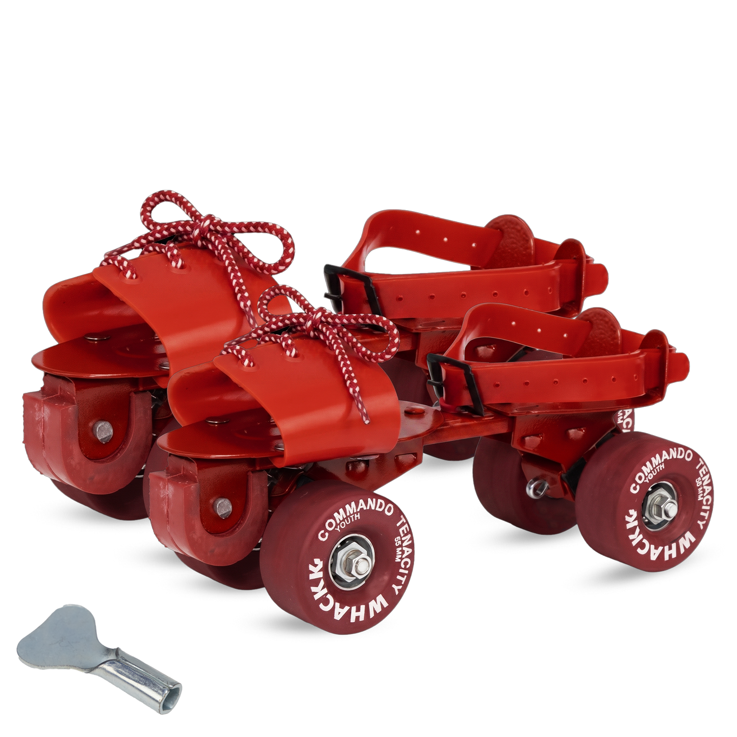 WHACKK Commando Senior Red Roller Skates |Adjustable Quad Size 21–27 cm |Front Brake |High Precision Bearings |High Grip Rubber Wheels |Comfortable Secure Fit |Ages 6+