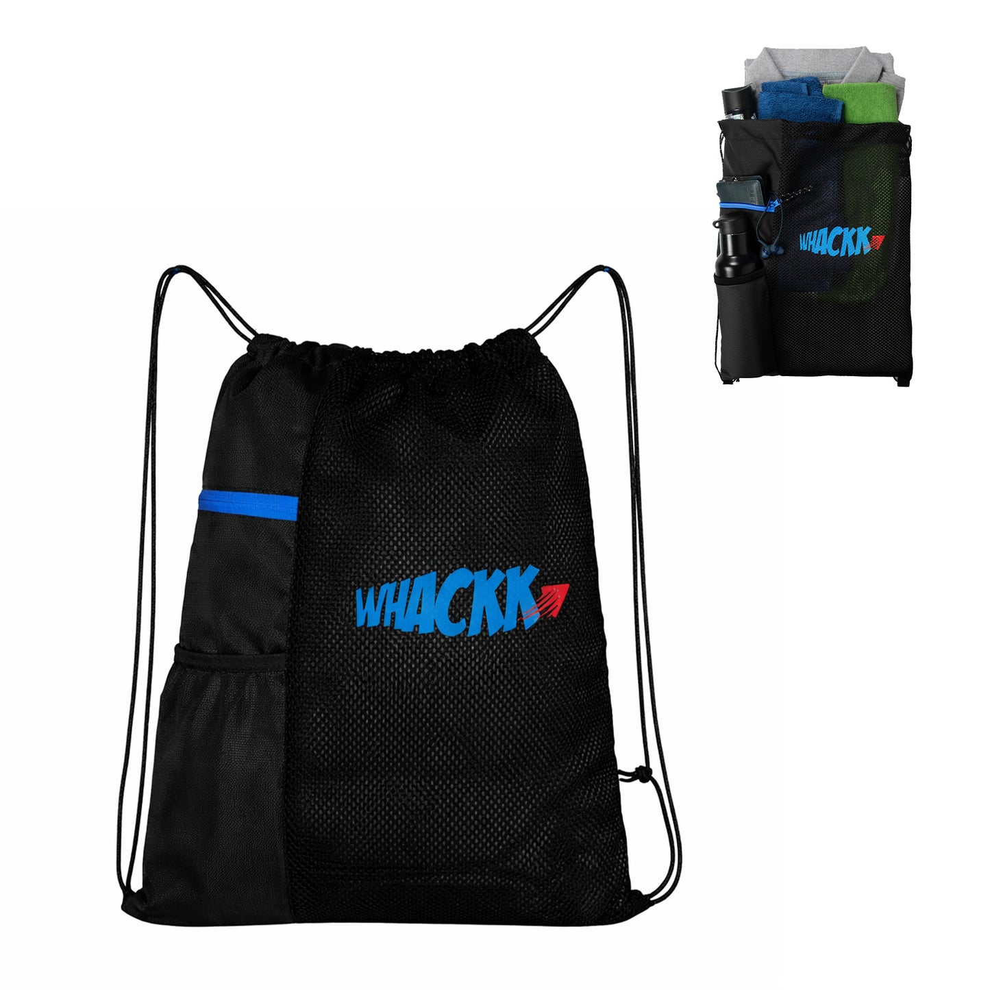 Joss 9L Black |Sports Bag|Swimming Equipment Bags|Netball Bags|Dry Bags|Drawstring Bag for Shoes & Clothes|Sports Gear|Accessory Pocket |Gym Bag |Tuition Bag|1 Bottle Holder