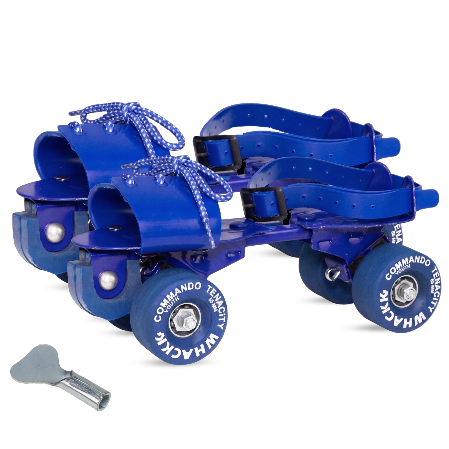 WHACKK Commando Senior Blue Roller Skates |Adjustable Quad Size 21–27 cm |Front Brake |High Precision Bearings |High Grip Rubber Wheels |Comfortable Secure Fit |Ages 6+