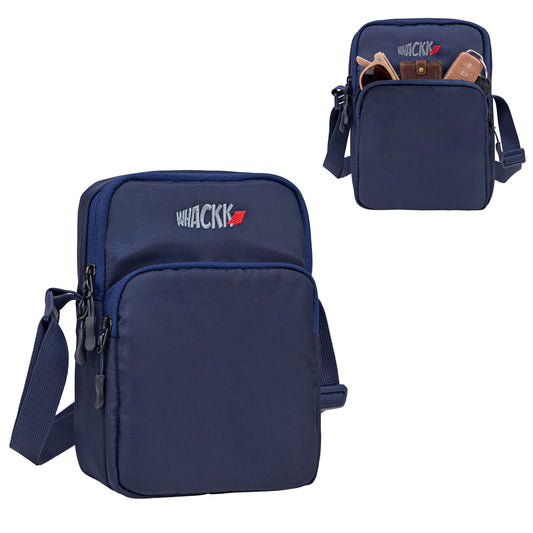 Whackk Outpace Navy Crossbody Bag | Water Resistance Side Bag, Travel Bag, Office Business Bag, Messenger Bag | Sling Bag for Men and Women Adjustable Strap