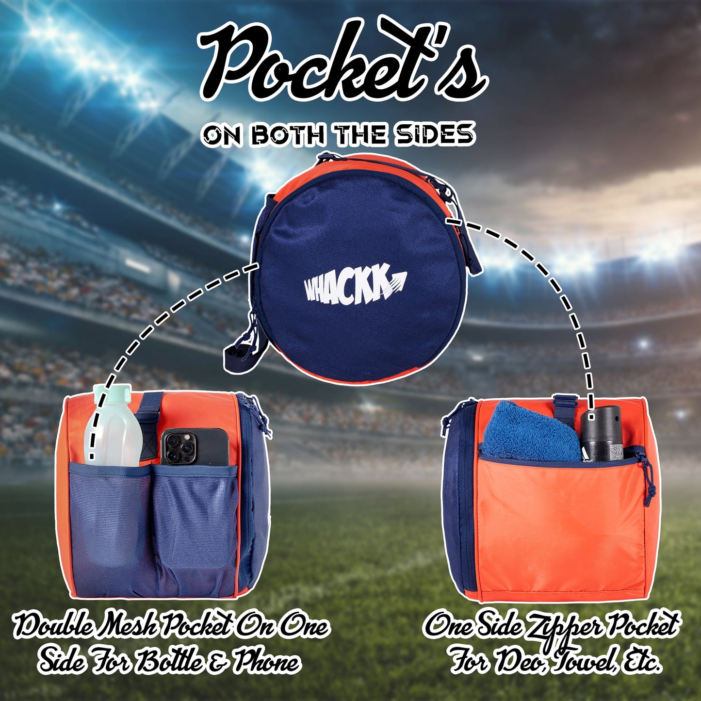 Kick Soccer Basketball Volleyball Kit Bag 15L Navy Orange