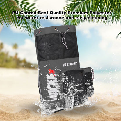 Aqua Grey Unisex Swimming Bag |Water Sports |Dry Bags |Wet Pocket |Accessories |Beach Bag |Storage Swim Gym Gears |Drawstring Backpack |Netball Backpack | Pocket for Cap and Goggles