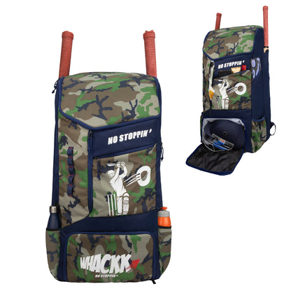 Kallis Brown Navy 103L Unisex Cricket Kit Bag Backpack|Adult Size|2 Bat|Shoe/Helmet Pocket|Main Compartment 18" Leg Pad|2 Bottle Holder|Easy Access Pocket|Player Edition Senior