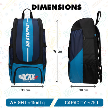 Gayle Aqua Blue Backpack Duffle Trolley Wheelie Polyester Cricket Kit Bag Adult Size 2 Bat Pocket Shoe/Helmet Pkt Main Compartment 18" Leg Pad 2 Bottle Holder Player Edition