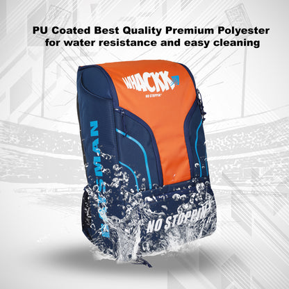 Batsman Navy Orange Cricket Kit Bag Backpack |Juniour & Youth Kitbag |Player Edition 2 Bat Pockets Shoe Pocket |Big Main Comp. Fits 15.5 inch Leg Pad|2 Bottle Holders