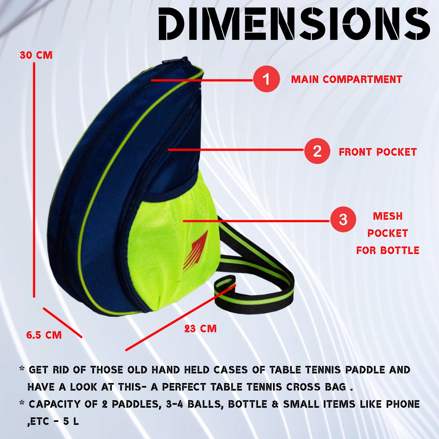 Twirl Table Tennis Bag 5L Navy Blue Green