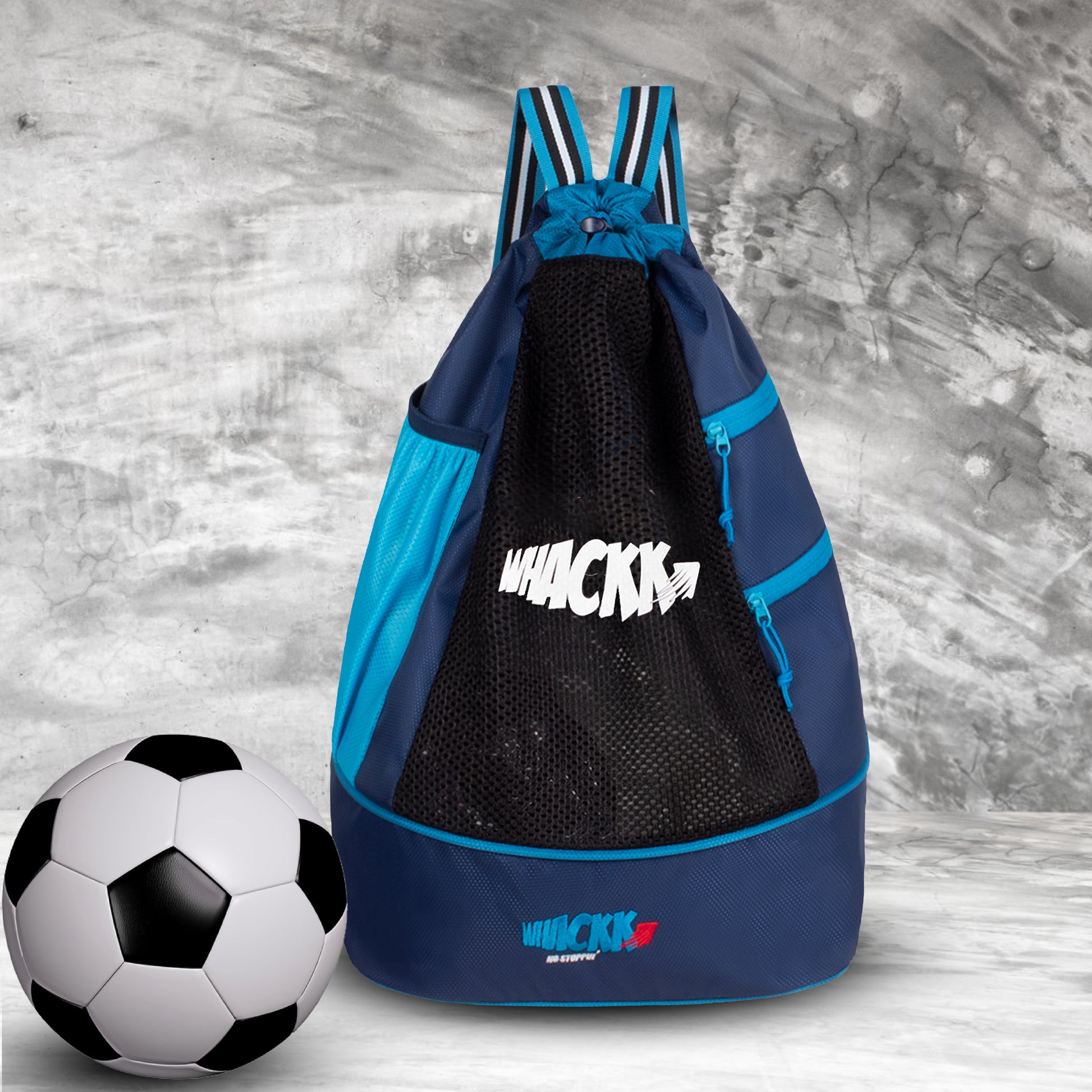 Goal Soccer Blue |Equipment Bag|Basketball Volleyball Throwball Drawstring Backpack |Shoes Mobile Bottle Holder Pocket|Sports Men Boys Bag |Dori