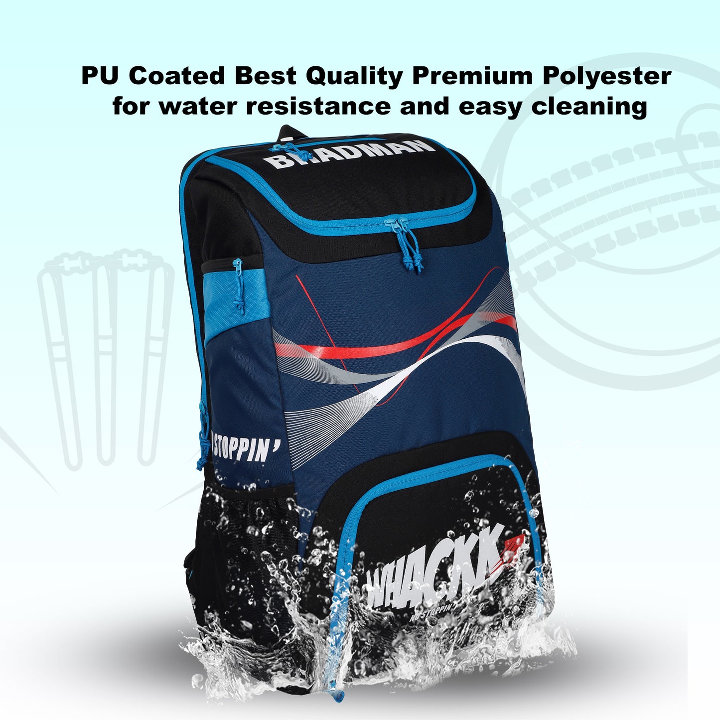 Bradman Blue Navy Cricket Kitbag for Youth |Player Edition 2 Bat Pocket Shoe Pocket |Big Main Comp Fit 15.5 inch Leg Pad |Bottle Holders |Easy Access Pocket
