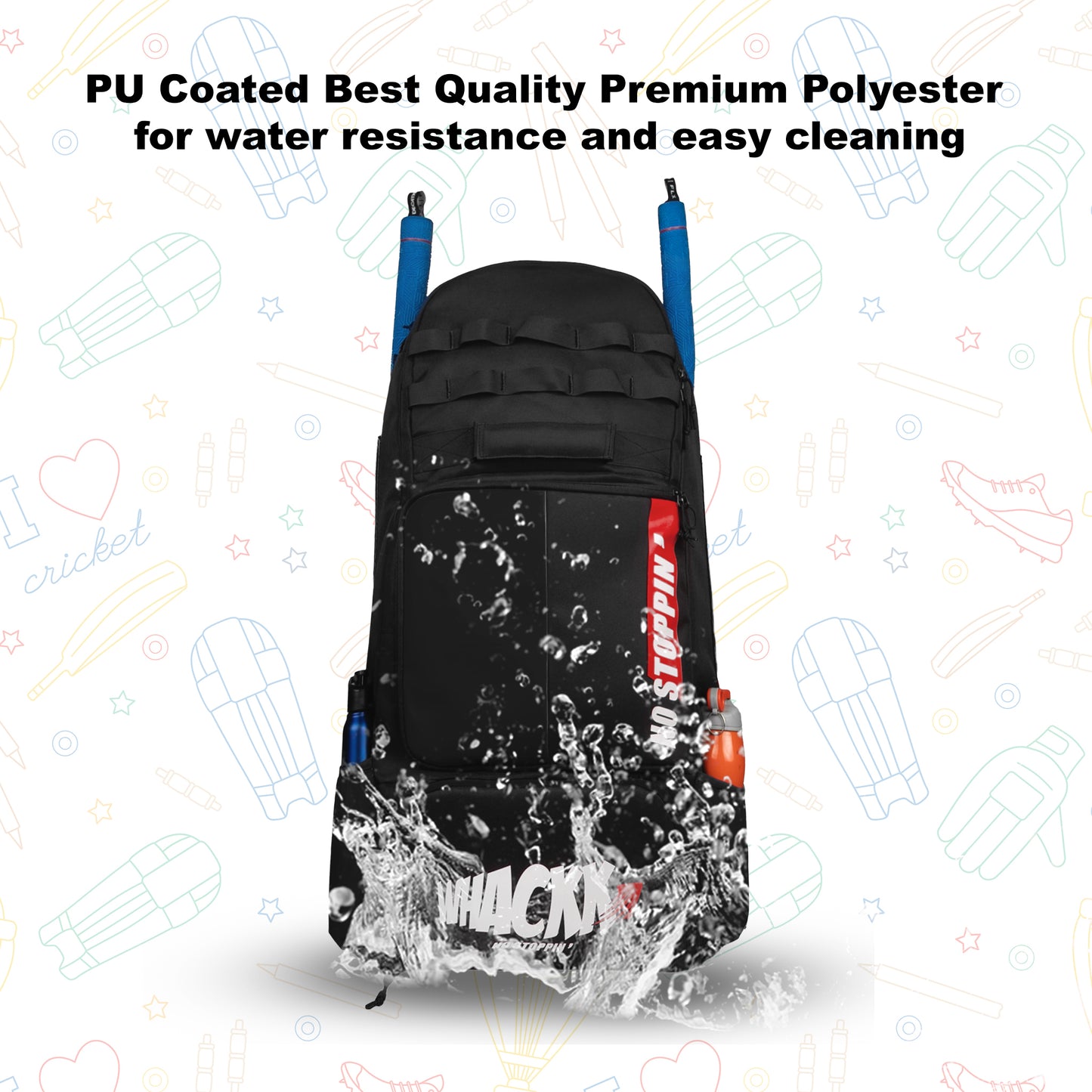 Condor Black 89L Unisex Cricket Kit Bag|Adult Size|2 Bat|Shoe/Helmet Pocket|Main Compartment 20 Inch Leg Pad|2 Bottle Holder|Easy Access Pocket|Player Edition Senior|Stylish Kit Bag