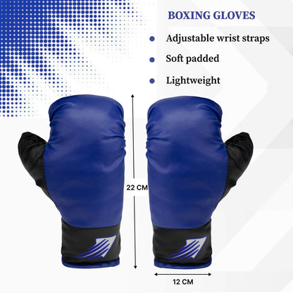 Whackk Blue Junior Kids Boxing Kit with Filled Punching Bag, Gloves and Headgear Bounce-Back |Training Bag for Boys & Girls